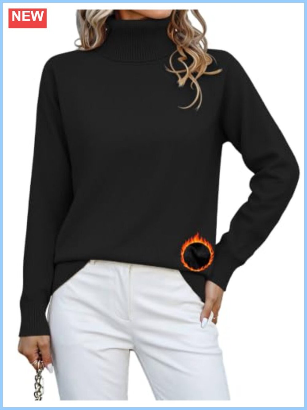 Turtleneck Sweater Fleece Sherpa Lined Long Sleeve Knit Pullover